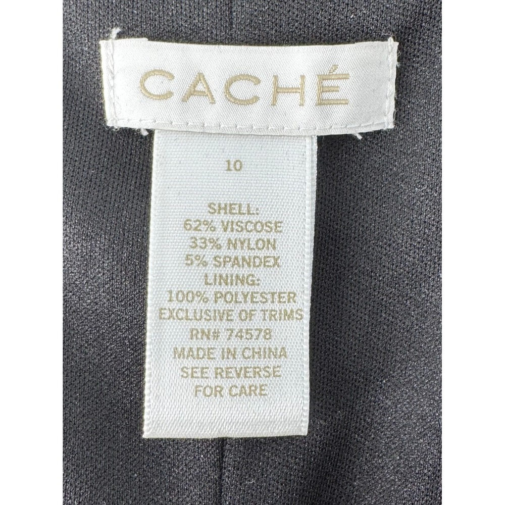 Cache Black Studded Faux Leather Trim Zip Front Sheath Dress Womens 10 - Picture 5 of 5